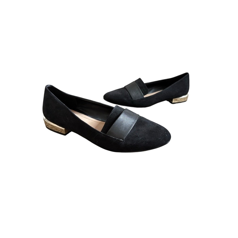 Aldo Black Loafers with Gold Heel Accent